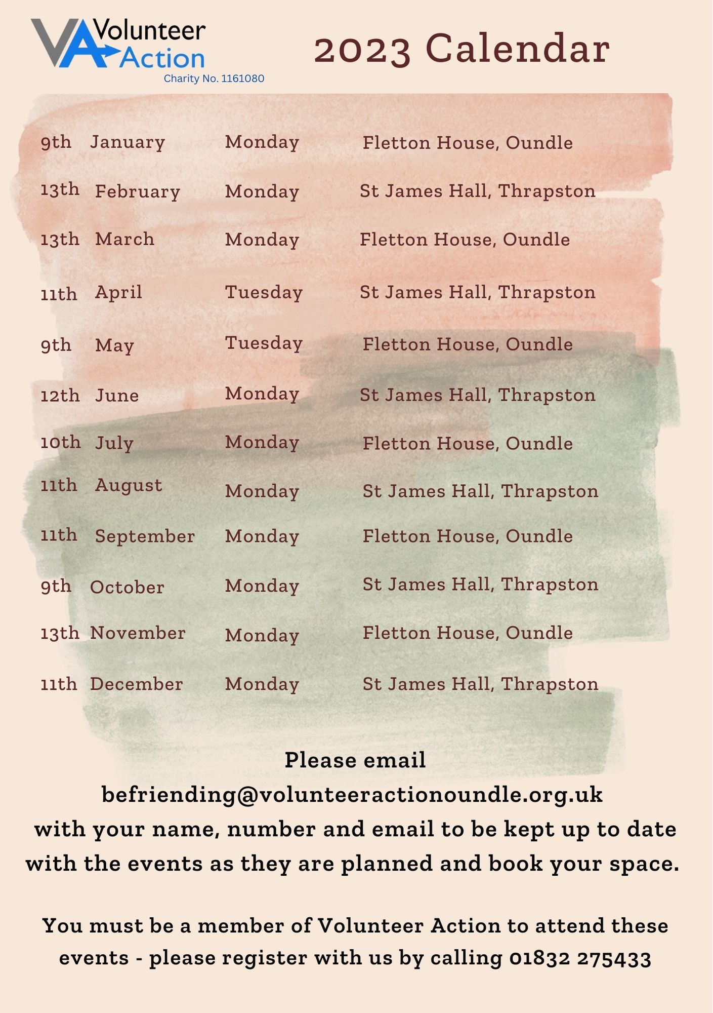 Befriending Leaflet calendar 2